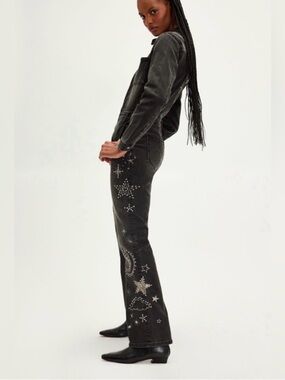 DRIFTWOOD // Free People Black Jumpsuit with Embroidery // Studs Size M